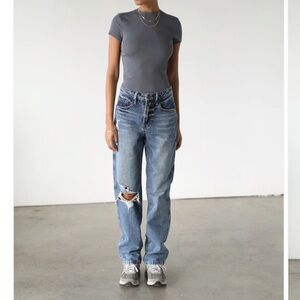 DOGMA DENIM - High Rise Straight Leg Denim Jeans